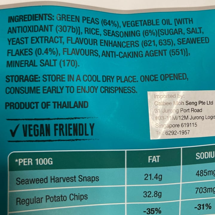 photo of Calbee Harvest Snaps Baked Pea Crisps - Seaweed shared by @moonrabbit on  02 Apr 2022 - review