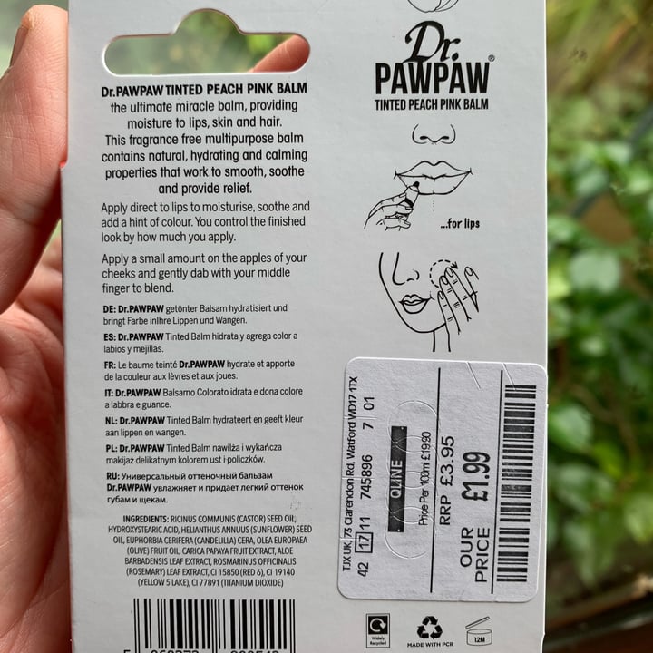 review photo of Dr. PawPaw Tinted Peach Pink Balm shared by @barefootserene on 05 Oct 2021 - review
