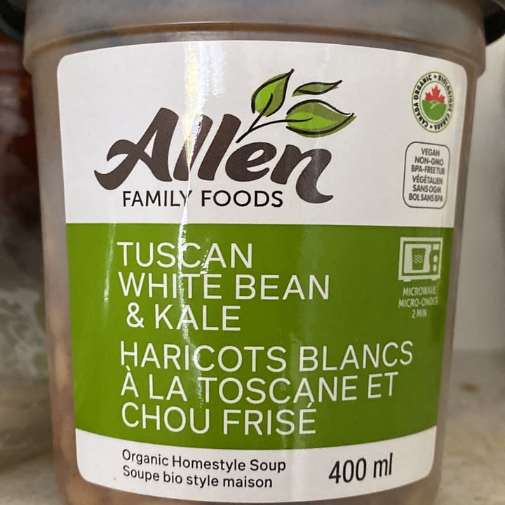 photo of Allen Family Foods Tuscan White Bean & Kale Soup shared by @veganmika on  28 Sep 2021 - review