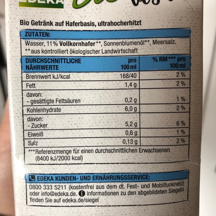 review photo of Edeka Bio Haferdrink natur shared by @fraanzi on 18 Aug 2021 - review