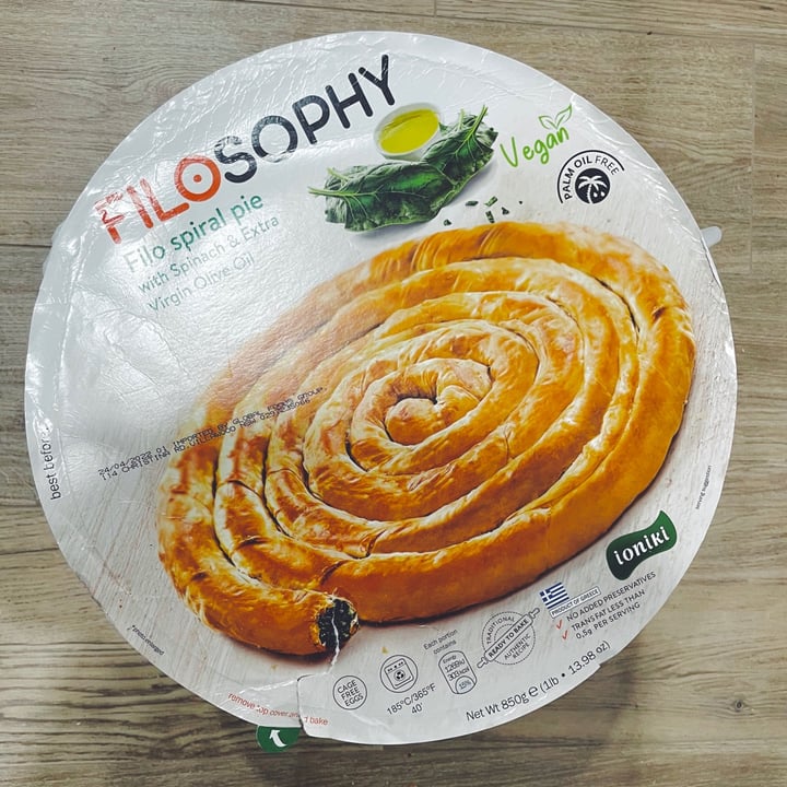 photo of Filosophy Greek spiral pie with Spinach & Extra Virgin Olive Oil shared by @clam on  21 May 2021 - review