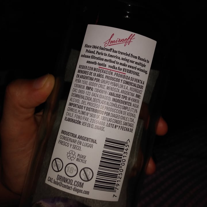 photo of Smirnoff Vodka shared by @aveganstilllearning on  06 Nov 2020 - review