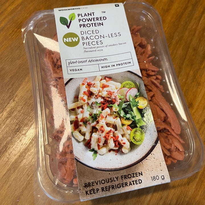 photo of Woolworths Food Diced Bacon-Less Pieces shared by @leeanneeatsvegan on  19 Nov 2022 - review