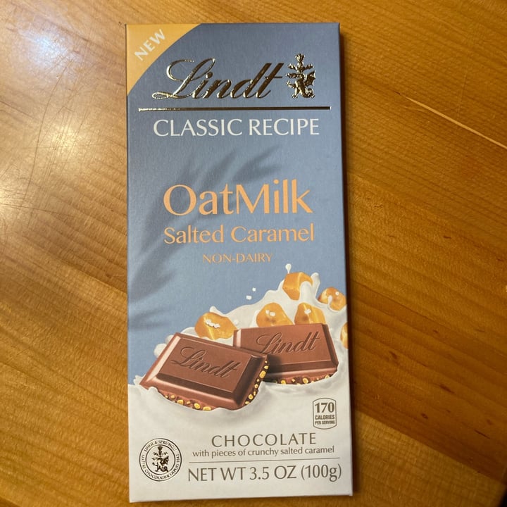 photo of Lindt Vegan Salted Caramel Oat Based Chocolate shared by @uninterestingvegan on  20 Jul 2022 - review