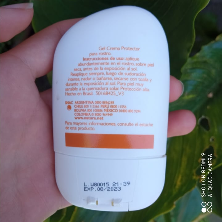 photo of Natura Fotoequilibrio Facial Gel Crema Protectora FPS 50 shared by @renataissidora on  28 Oct 2021 - review