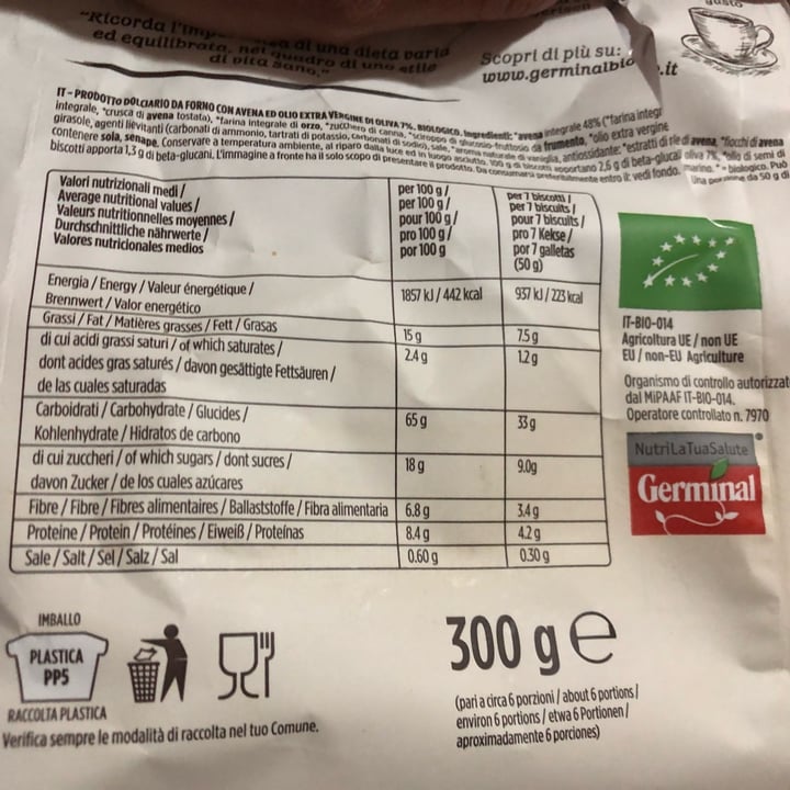 photo of Germinal Bio Biscotti avena shared by @manuvegan on  30 Aug 2022 - review