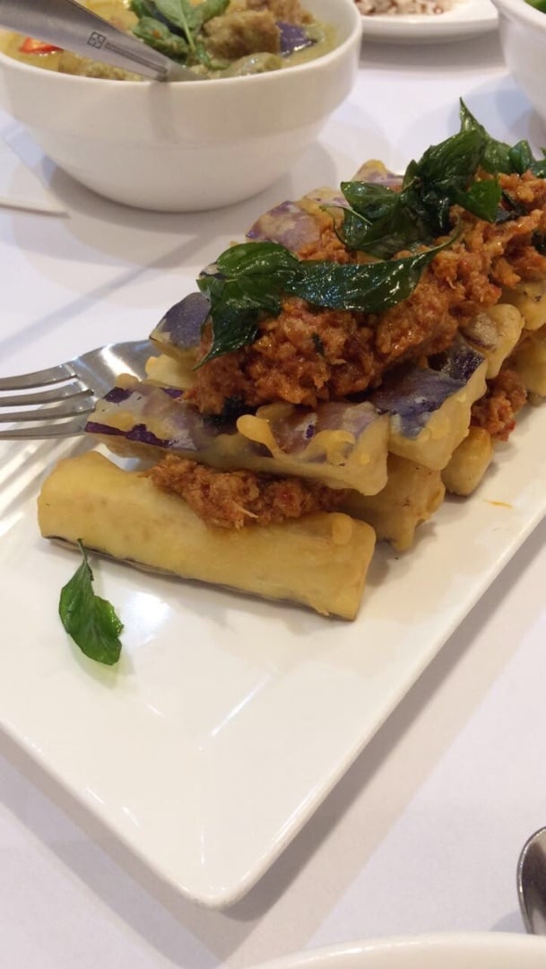 photo of Veggielicious Thai Cuisine Grilled Eggplant with Minced Chicken Chilli Dressing shared by @vegkai on  22 Oct 2019 - review