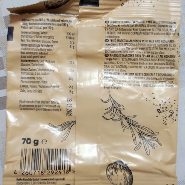 review photo of Koro Mandorle marcona fritte con sale e rosmarino shared by @silvis on 25 Sep 2022 - review