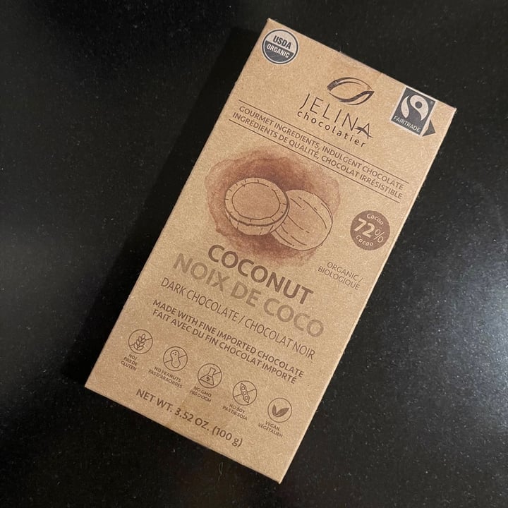 photo of Jelina Chocolatier Noix De Coco Dark Chocolate Bar shared by @brackett5018 on  15 Feb 2022 - review