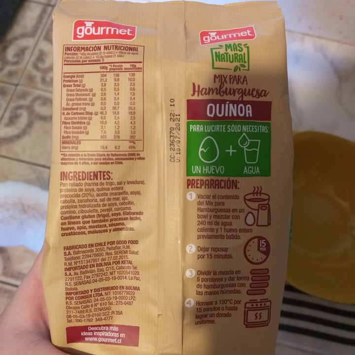 photo of Gourmet. hamburguesas de quinoa shared by @conito on  02 Oct 2020 - review