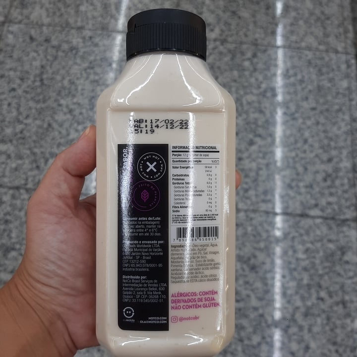 review photo of NotCo Molho vegetal cremoso com alho - Not Mayo shared by @sgarbosa on 29 Jun 2022 - review