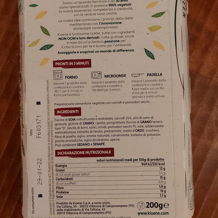 review photo of Kioene Burger ai carciofi e pomodori secchi shared by @maddyveggy on 23 Jan 2022 - review