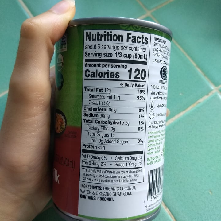 photo of Thai Kitchen Organic Coconut Milk shared by @pinpanpot on  24 Oct 2020 - review