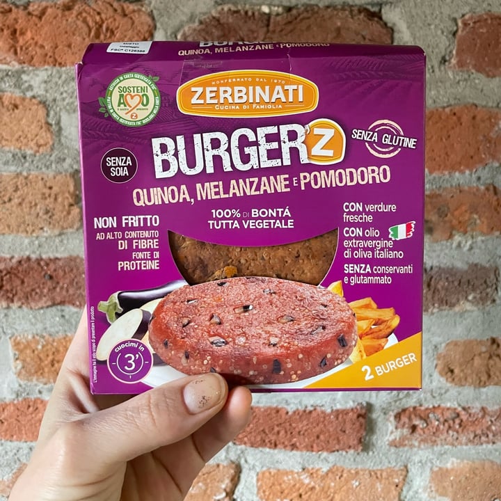 photo of Zerbinati Burger Quinoa, Melanzane e Pomodoro shared by @vegandrina on  05 May 2022 - review