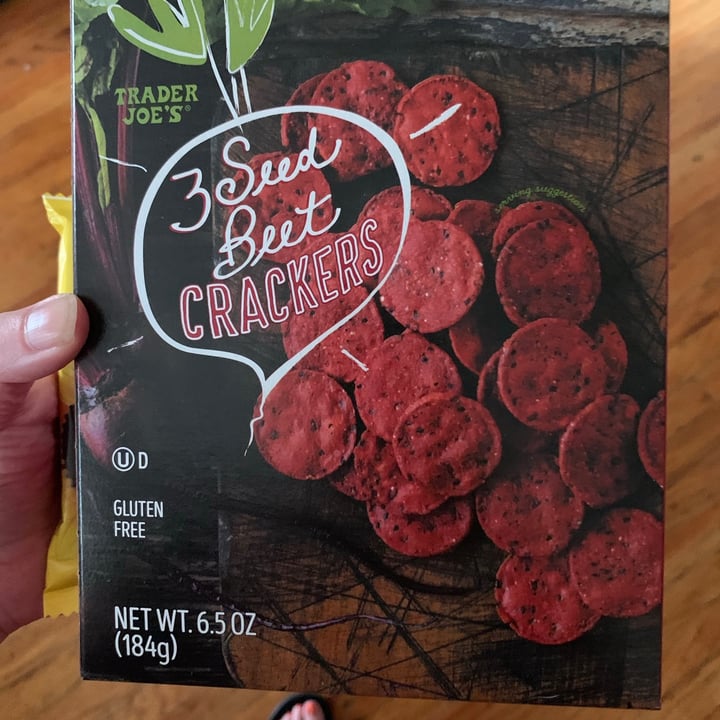 photo of Trader Joe's 3 seed beet crackers shared by @keeponveganon on  31 May 2021 - review
