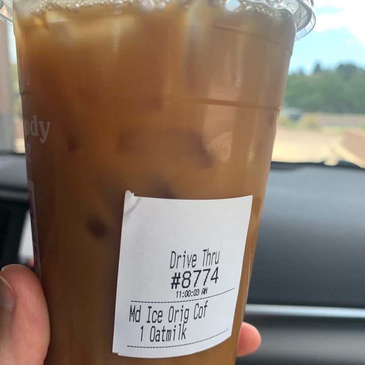 photo of Dunkin' iced original coffee with oat milk shared by @moozoogabba on  11 Jul 2022 - review