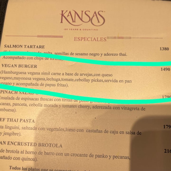 Kansas Grill & Bar Acassuso, Argentina vegan burger Review | abillion
