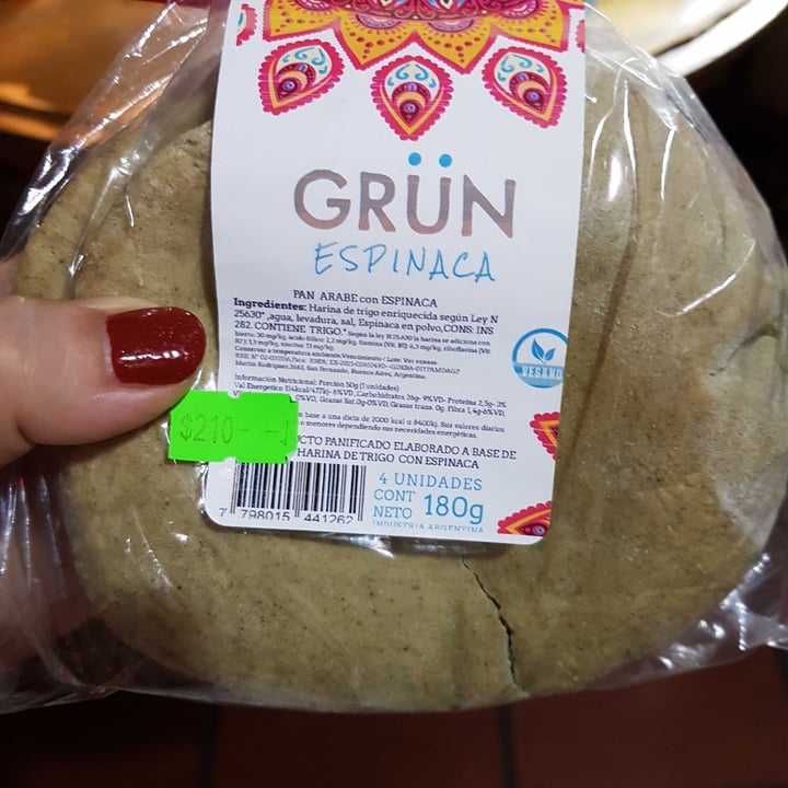 photo of Grün Orgánico Pan árabe con espinaca shared by @ines1989 on  11 Mar 2021 - review