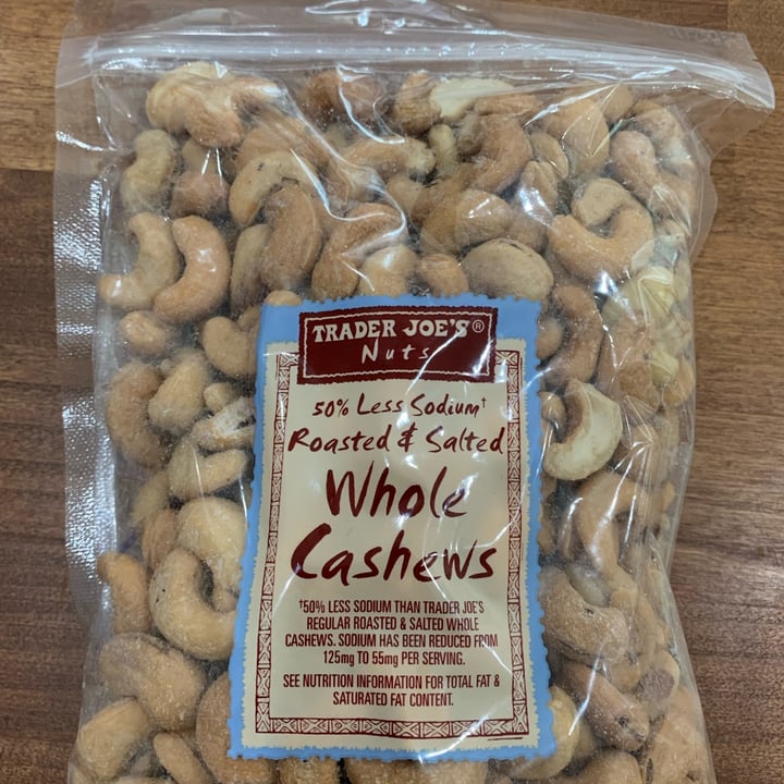 photo of Trader Joe's 50% Less Salt Roasted & Salted Whole Cashews shared by @farmerjan on  30 May 2022 - review