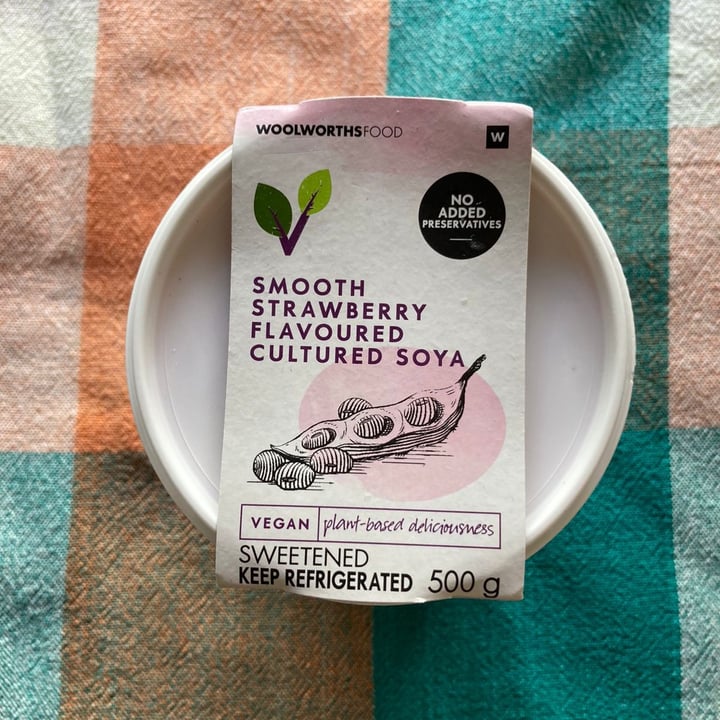 photo of Woolworths Food Smooth Strawberry Flavoured Cultured Soya shared by @stezza on  26 Jan 2022 - review