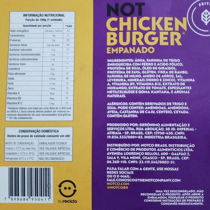 review photo of NotCo Not Chicken Burger Empanado shared by @ninicocoi on 22 May 2022 - review