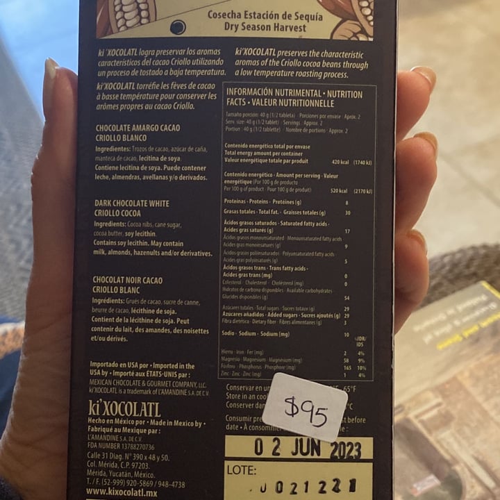 review photo of Ki’ Xocolatl Dark chocolate white criollo cocoa shared by @veronikak on 20 Jan 2022 - review