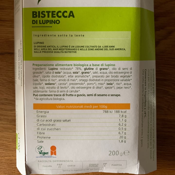photo of Bio Appetì Bistecca di lupino shared by @abillion22 on  08 Apr 2022 - review