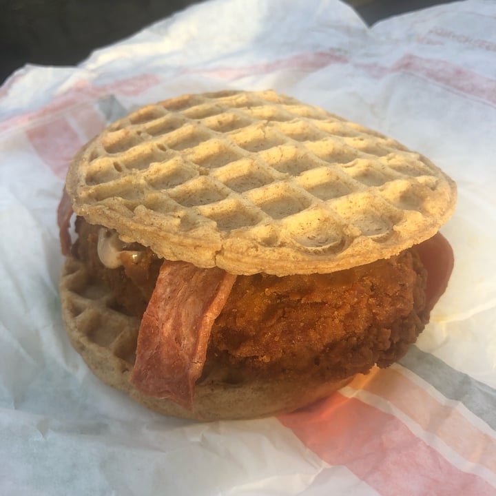 photo of Plant Power Fast Food Chicken & Waffles Breakfast Sandwich shared by @action4animals223 on  02 Jan 2022 - review