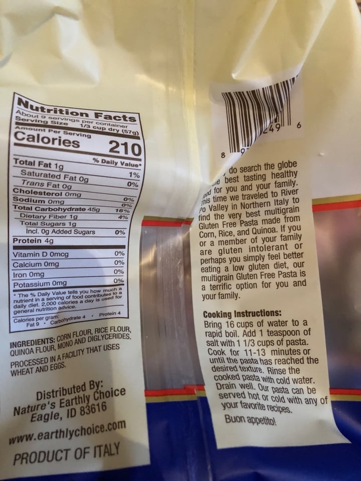 photo of Nature’s Earthly Choice Quinoa Pasta - Gluten free shared by @rachelyoritomi on  11 Dec 2019 - review