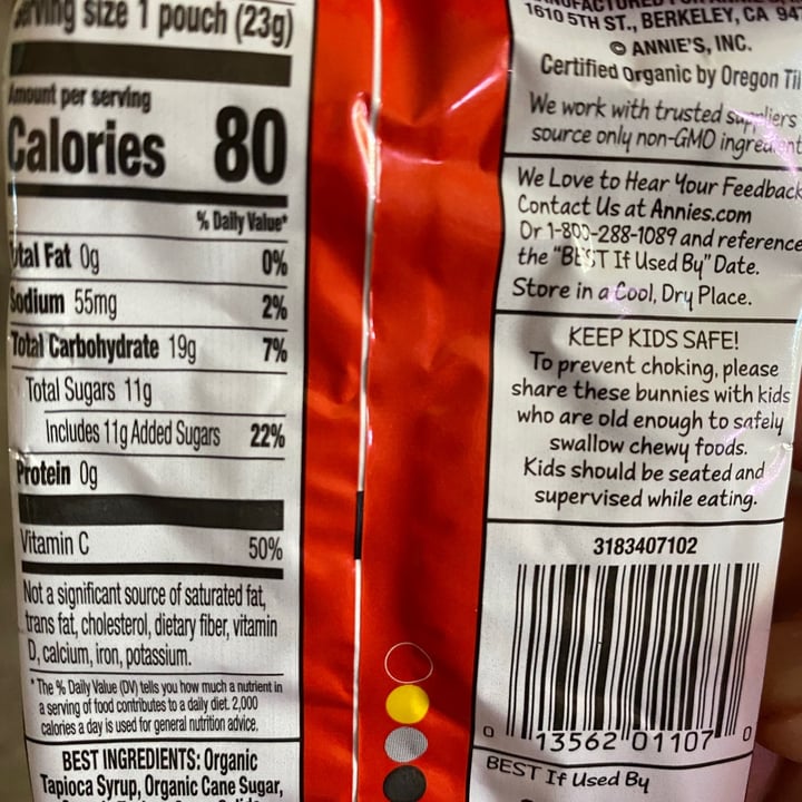 photo of Annie’s Annie’s fruit snacks shared by @plantbasedlife123 on  11 Oct 2020 - review