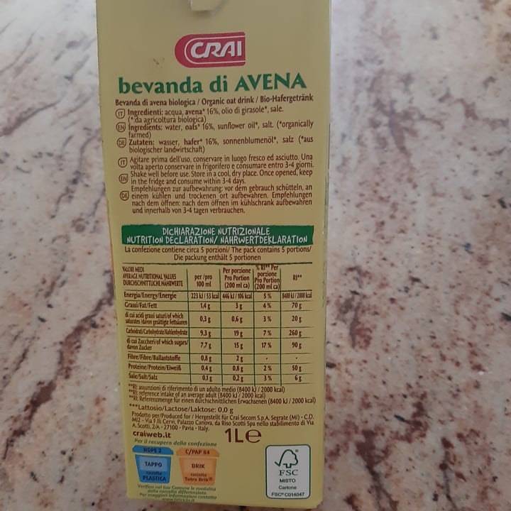 photo of Crai Bevanda di avena shared by @ule on  19 Apr 2022 - review