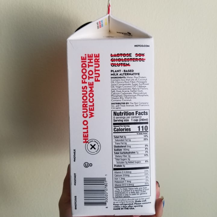 photo of NotCo Not Milk Whole shared by @tracyrocks on  03 Mar 2021 - review