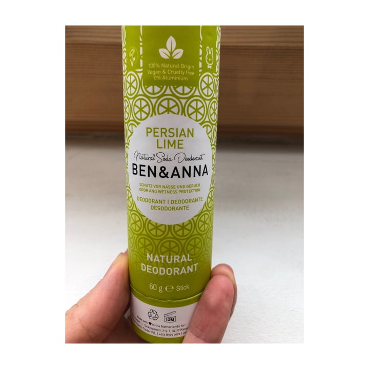 photo of Ben & Anna Natural Desodorante Persian Lime shared by @myveglife on  12 Jul 2021 - review