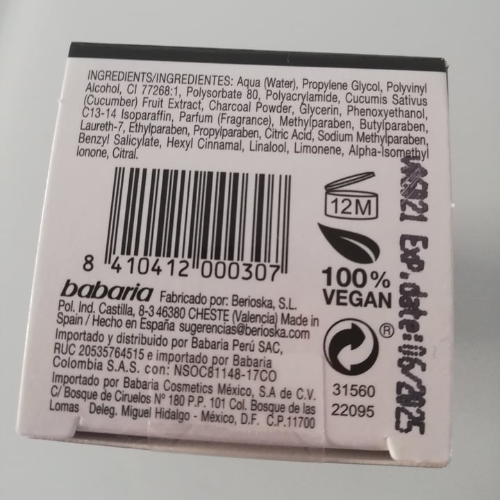 photo of Babaria Bio  Mascarilla Negra shared by @crastleveg on  26 Dec 2020 - review
