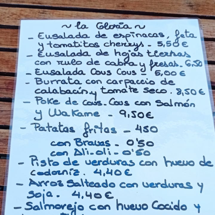 photo of Bar La Gloria Carta Bar la Gloria shared by @evasinmaria on  17 Apr 2022 - review