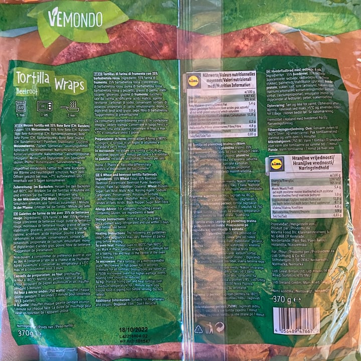 review photo of Vemondo Tortilla Wraps Beetroot shared by @chubbybunny on 24 Aug 2022 - review