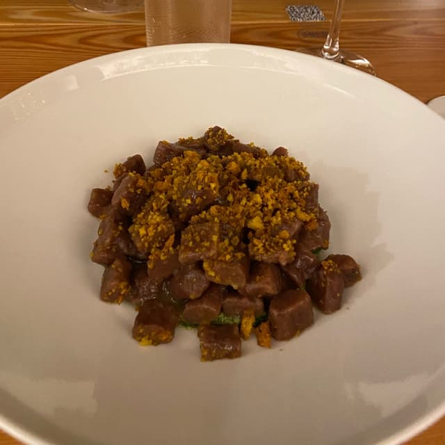 Foto del piatto “Gnocchetti Red su Pesto Di Pistacchi E Spinaci”