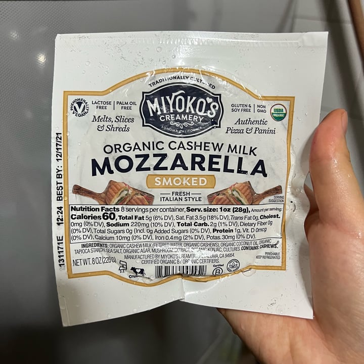 photo of Miyoko's Creamery Smoked Vegan Mozz shared by @consciouscookieee on  12 Dec 2021 - review