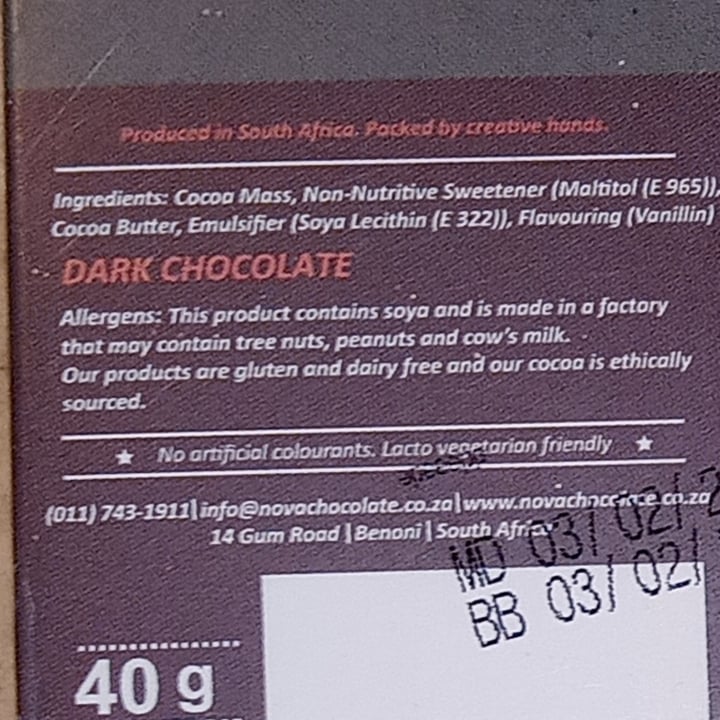 photo of NOVA The Original Aardvark Dark Chocolate shared by @ronelle on  10 Aug 2021 - review