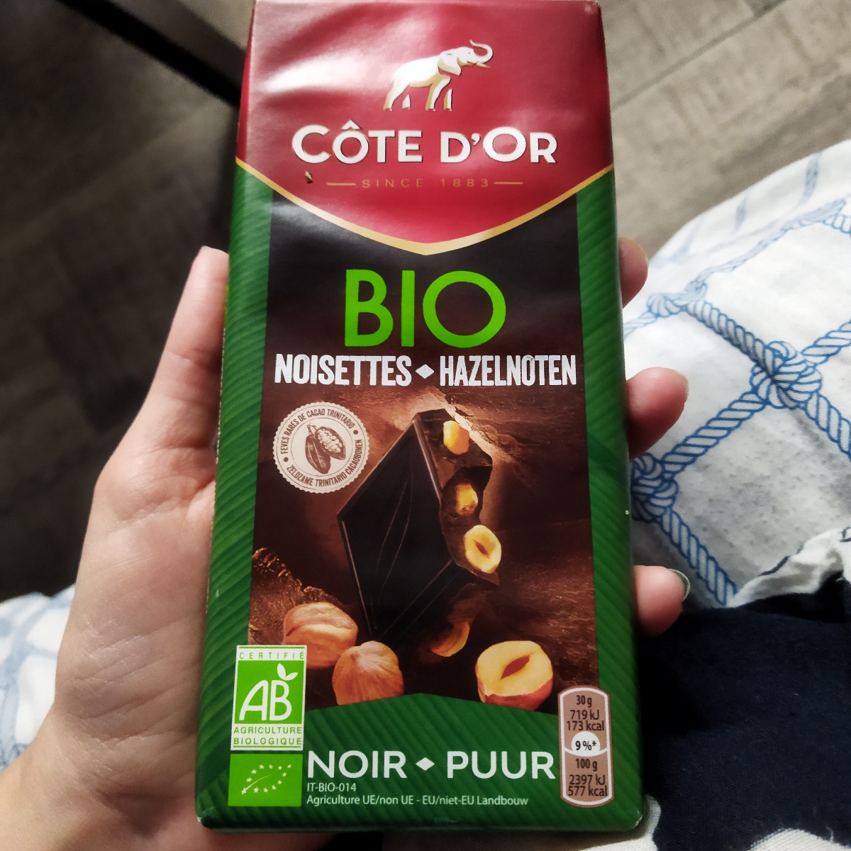 Côte d'Or Chocolat Noir noisettes Bio 150g 