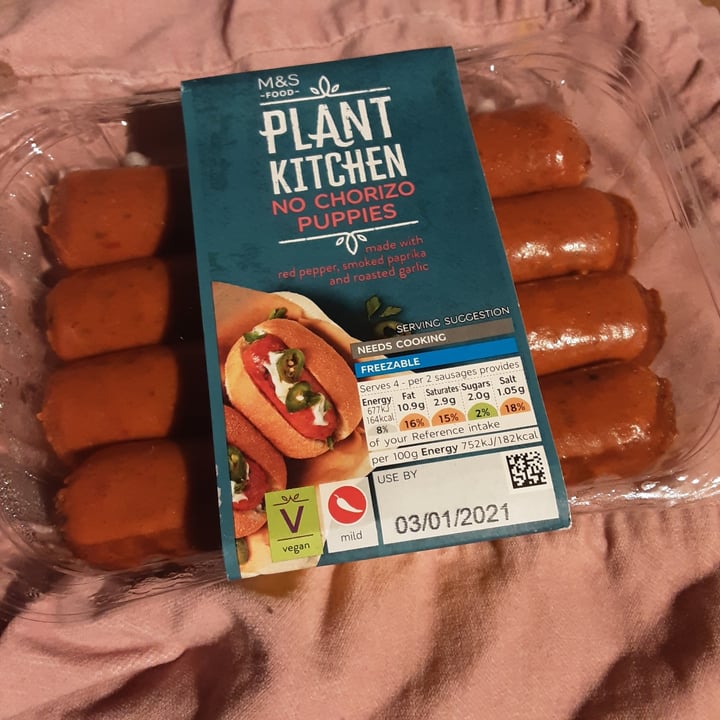 photo of Plant Kitchen (M&S) Chorizo puppies shared by @waitrosevegan on  05 Jan 2021 - review