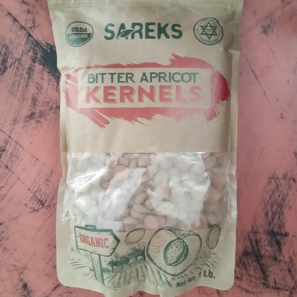 Organic Raw Bitter Apricot Kernels - Sun-Dried, Whole Seeds, 100g Pack, Sativik Food Brand