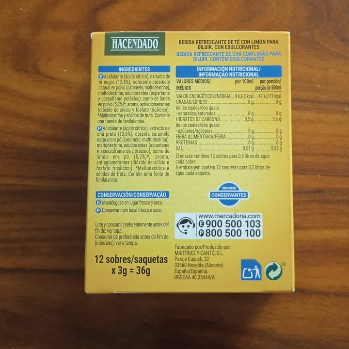 photo of Hacendado Ice Tea Limon shared by @iriavizcaino on  22 Oct 2022 - review