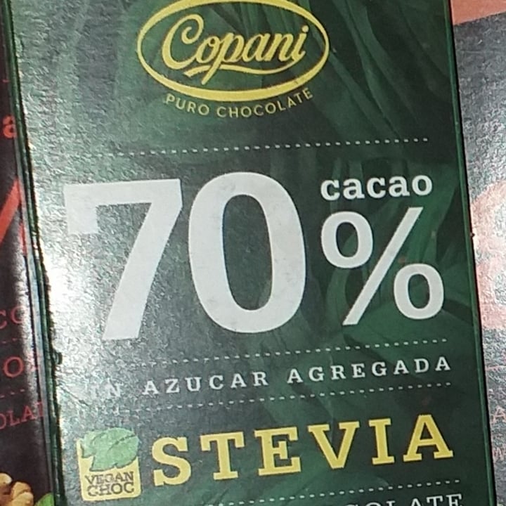 photo of Copani Barra de chocolate 70% cacao endulzada con stevia shared by @mar-antiespecista1 on  03 Nov 2021 - review