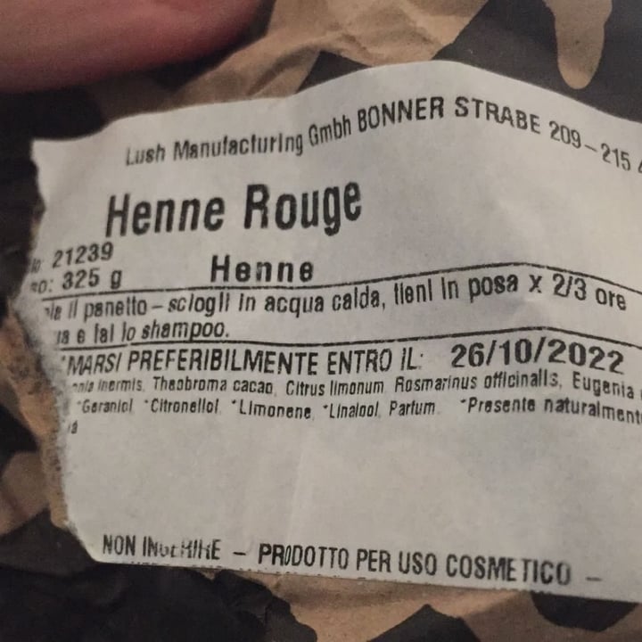 photo of LUSH Fresh Handmade Cosmetics Henné Rouge shared by @nikyveg on  12 Dec 2021 - review