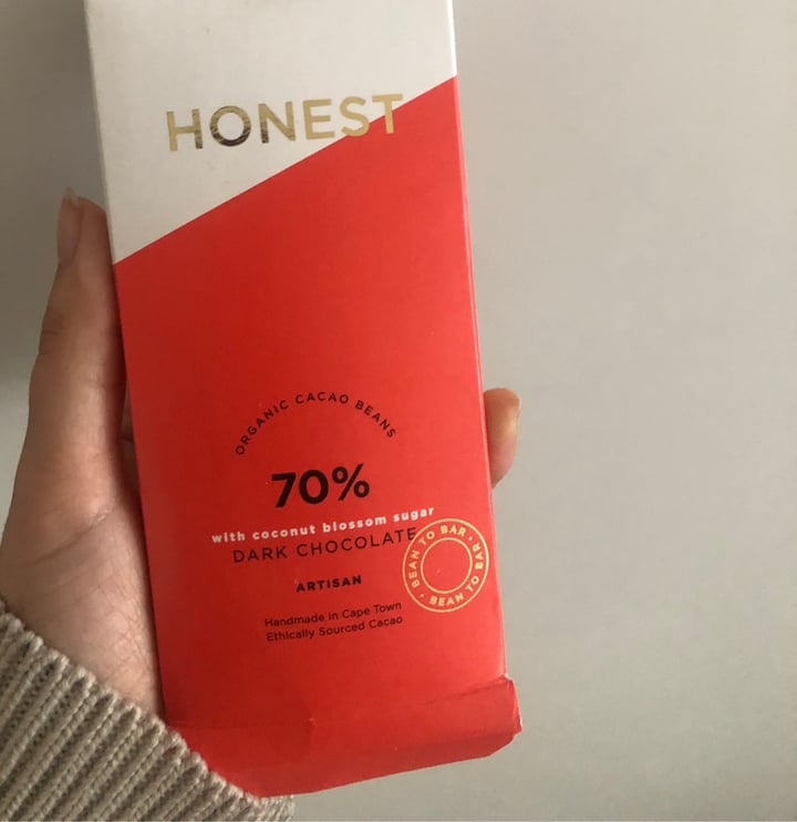 photo of Honest Chocolate Cafe 70% dark chocolate shared by @jordyb on  02 Aug 2020 - review