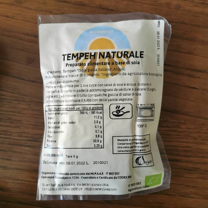 photo of bioenergy Tempeh naturale shared by @giuliagiupiter on  22 Jan 2022 - review