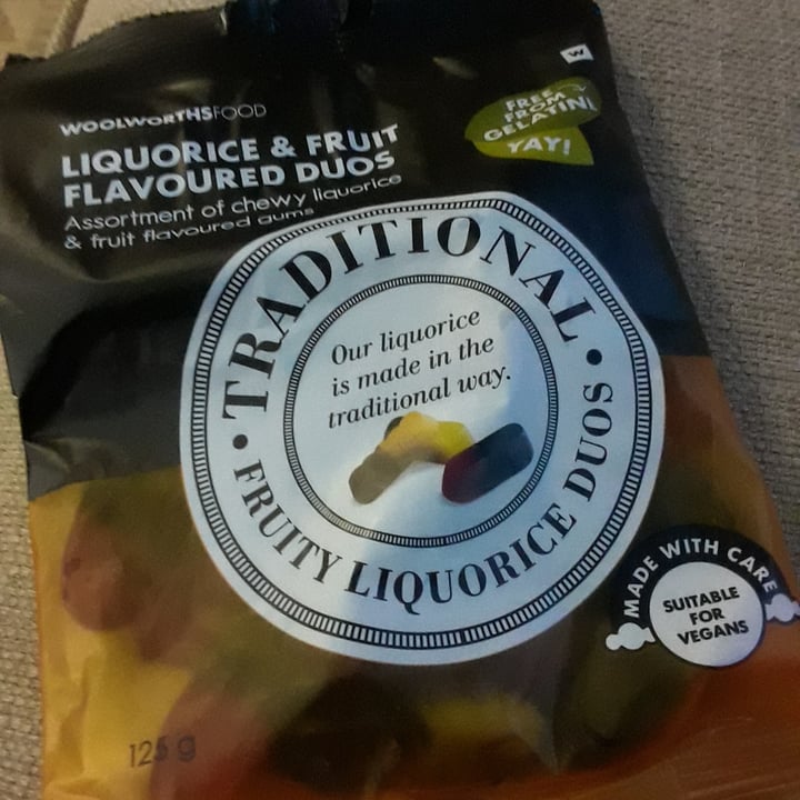photo of Woolworths Food Liquorice & Fruit Flavoured Duos shared by @mostlymindful on  05 Oct 2020 - review