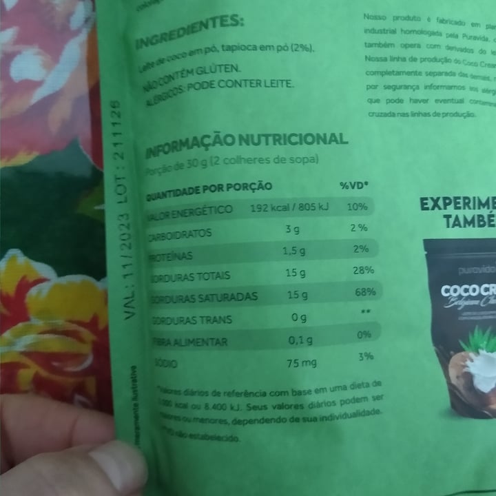 photo of puravida Puravida  cococream leite de coco em pó shared by @julianapaixao on  30 Sep 2022 - review