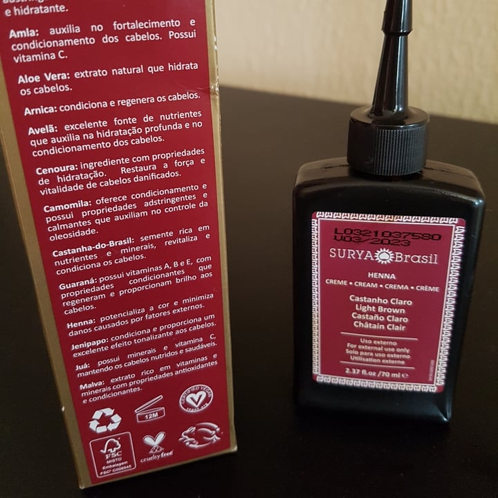review photo of Creme Coloração Henna Surya Henna Creme (Castanho Claro) shared by @renatarocha on 06 Feb 2022 - review